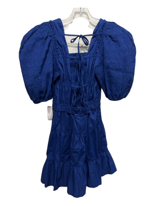 Sea New York Size XS Navy Blue Cotton Half Puff Sleeve Smocked Detail Dress Navy Blue / XS