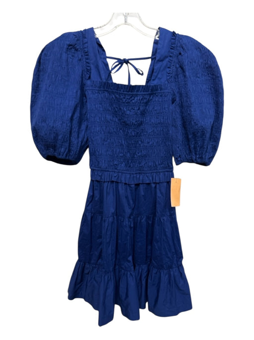 Sea New York Size XS Navy Blue Cotton Half Puff Sleeve Smocked Detail Dress Navy Blue / XS