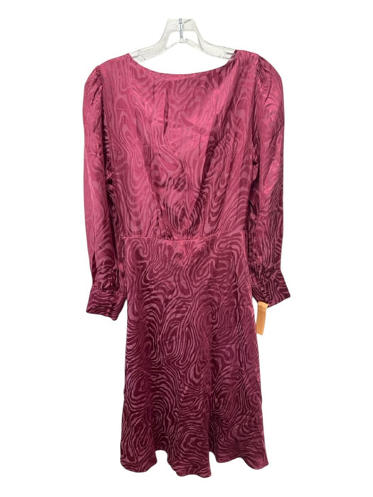 Rebecca Taylor Size 2 Pink Silk Blend Long Sleeve Zebra Stripe Wide Neck Dress Pink / 2