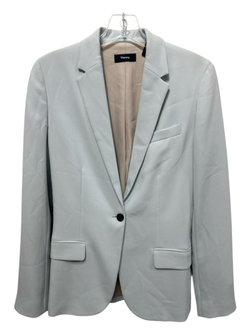 Theory Size 0 Light Blue Triacetate Blend Lapel Faux Pockets Blazer Jacket Light Blue / 0