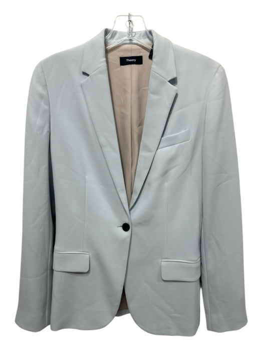 Theory Size 0 Light Blue Triacetate Blend Lapel Faux Pockets Blazer Jacket Light Blue / 0