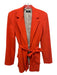Theory Size 4 Red Orange Acetate Blend Lapels Faux Pockets Midi Sash Inc Coat Red Orange / 4