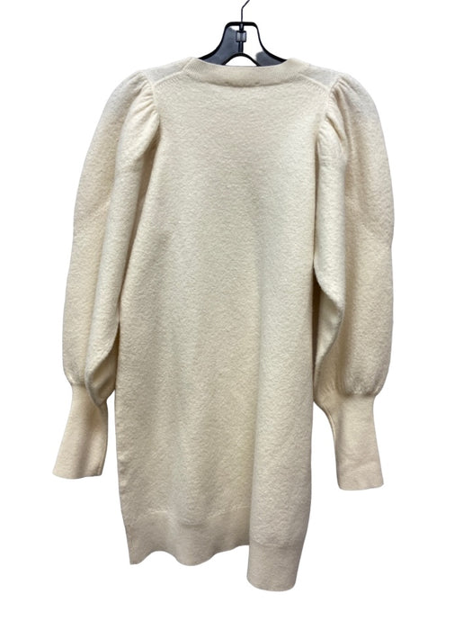 Ulla Johnson Size Medium Cream Boiled Wool Long puff sleeve Ribbed Collar Dress Cream / Medium