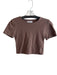 Babaton Size S Brown Nylon & Elastane Stretch Solid Cropped Baby Tee Top Brown / S