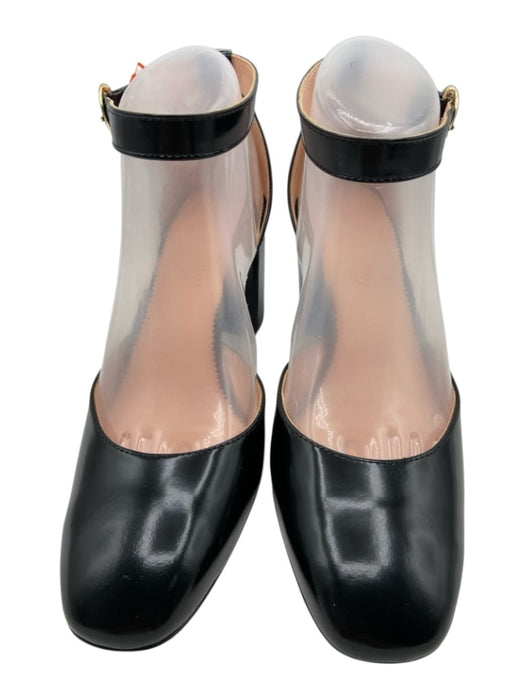 J. Crew Shoe Size 7.5 Black Leather Block Heel Ankle Strap Pumps Black / 7.5