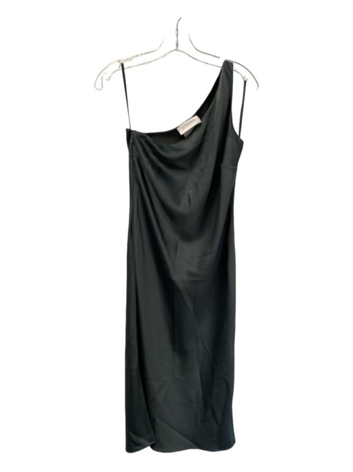 BHLDN Size 2 Gray Green Polyester One Shoulder Midi Seam Detail Side Zip Dress Gray Green / 2