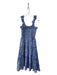 Amanda Uprichard Size M Blue & White Ramie Smocked Abstract Floral Dress Blue & White / M