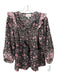 Cleobella Size S Black, Pink, White Cotton Shimmer Detail Floral Tassel Top Black, Pink, White / S