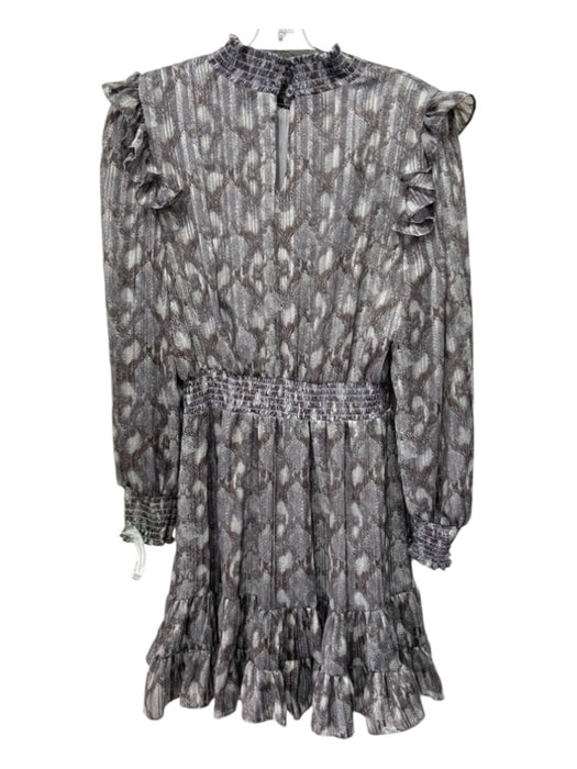 Willa Story Size M Gray, Cream & Brown Tencel Shimmer Snake Ruffle Detail Dress Gray, Cream & Brown / M