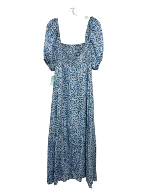 India Collection Emerson Fry Size M/L Blue & White Cotton Half Puff Sleeve Dress Blue & White / M/L
