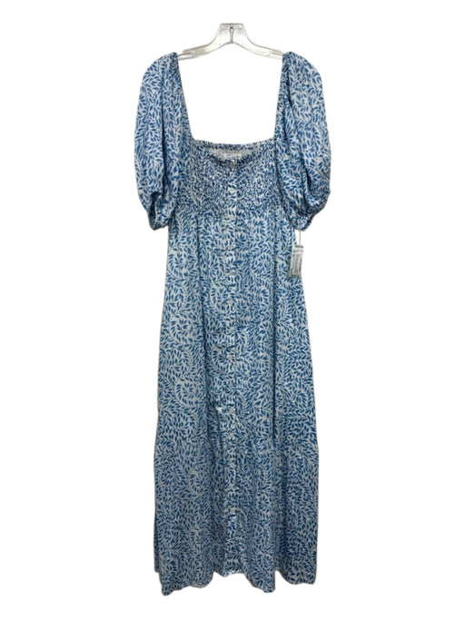 India Collection Emerson Fry Size M/L Blue & White Cotton Half Puff Sleeve Dress Blue & White / M/L