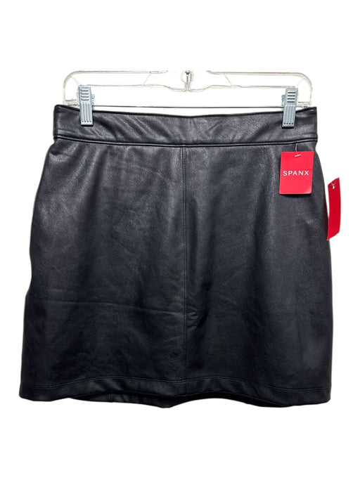 Spanx Size Medium Black Faux Leather Elastic Waist Paneled Mini Skirt Black / Medium