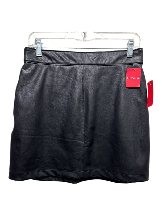 Spanx Size Medium Black Faux Leather Elastic Waist Paneled Mini Skirt Black / Medium