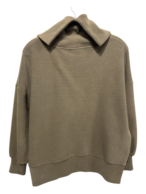 Varley Size Medium Khaki Green Cotton Blend Long Sleeve Ribbed Sweater Khaki Green / Medium