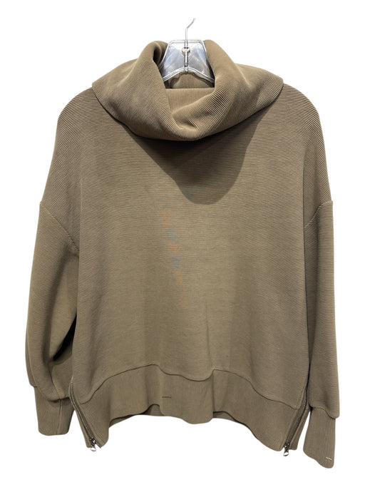 Varley Size Medium Khaki Green Cotton Blend Long Sleeve Ribbed Sweater Khaki Green / Medium