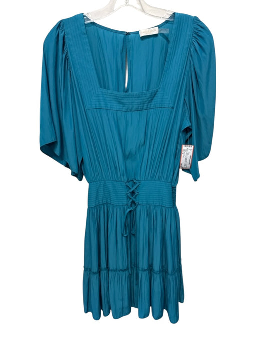 Ramy Brook Size M Teal Blue Polyester Short Bell Sleeve Square Neck Dress Teal Blue / M