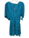 Ramy Brook Size M Teal Blue Polyester Short Bell Sleeve Square Neck Dress Teal Blue / M