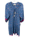Natalie Martin Size M Blue, Orange & Green Viscose 1/2 Sleeve Floral Dress Blue, Orange & Green / M