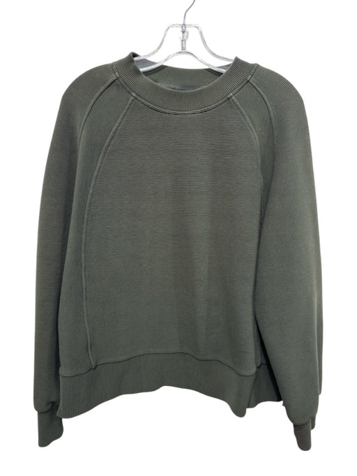 Varley Size Medium Olive Green Cotton Blend Long Sleeve Ribbed Side Zip Sweater Olive Green / Medium