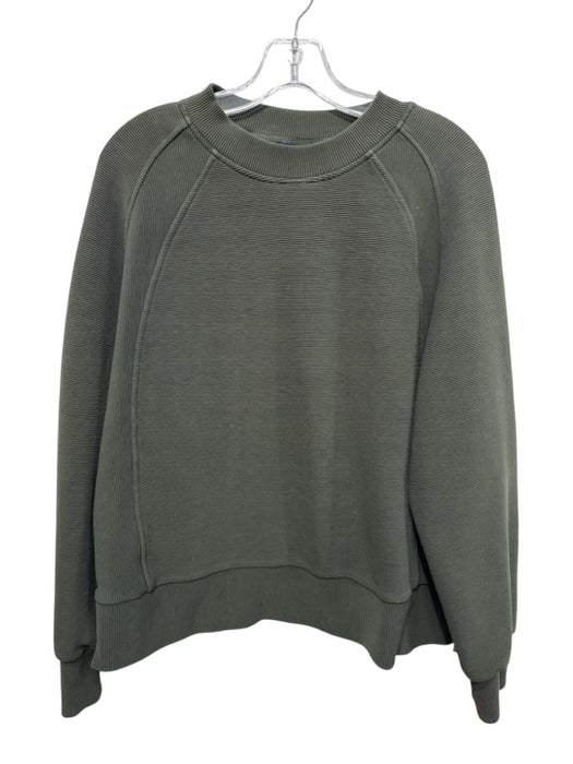 Varley Size Medium Olive Green Cotton Blend Long Sleeve Ribbed Side Zip Sweater Olive Green / Medium