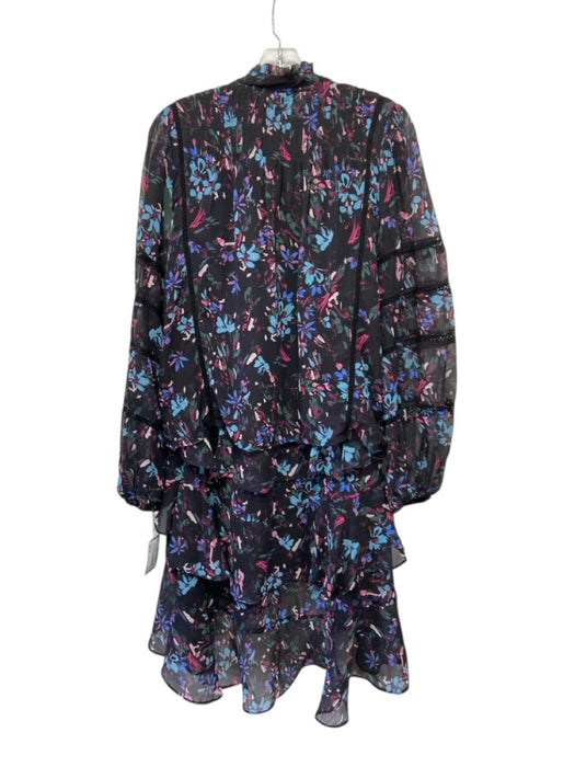 Allison Size M Black, Pink & Blue Polyester Long Sleeve Floral Skirt Set Black, Pink & Blue / M