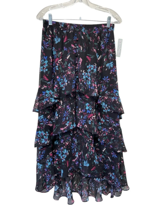 Allison Size M Black, Pink & Blue Polyester Long Sleeve Floral Skirt Set Black, Pink & Blue / M
