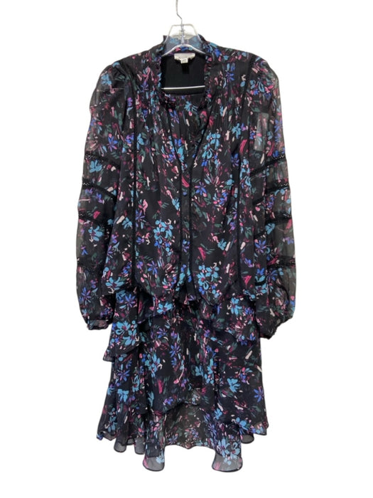 Allison Size M Black, Pink & Blue Polyester Long Sleeve Floral Skirt Set Black, Pink & Blue / M