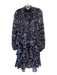 Allison Size M Black, Pink & Blue Polyester Long Sleeve Floral Skirt Set Black, Pink & Blue / M