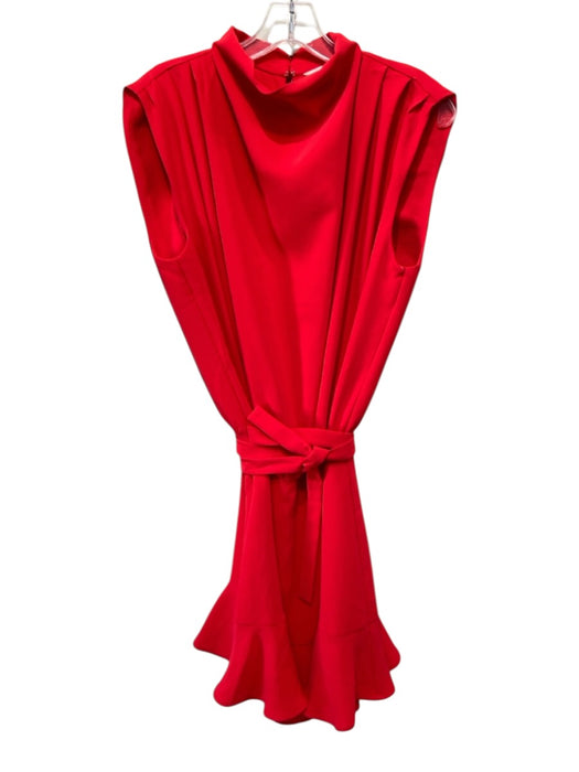 Amanda Uprichard Size M Neon Red Polyester Sleeveless Back Zip Drop Waist Dress Neon Red / M