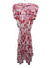 Misa Size Medium Red, Cream, Purple Polyester Ruffle Cap Sleeve Floral Dress Red, Cream, Purple / Medium
