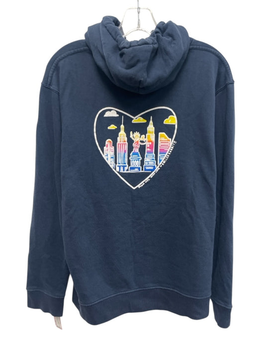 Roller Rabbit Size L Navy Cotton Long Sleeve Hoodie Kangaroo Sweater Navy / L