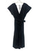 Marie Oliver Size Medium Black Cotton Cap Sleeve Shirred V Neck Midi Dress Black / Medium
