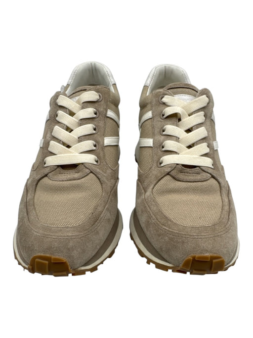Veronica Beard Shoe Size 11 Beige Leather Upper Canvas Color Block Sneakers Beige / 11