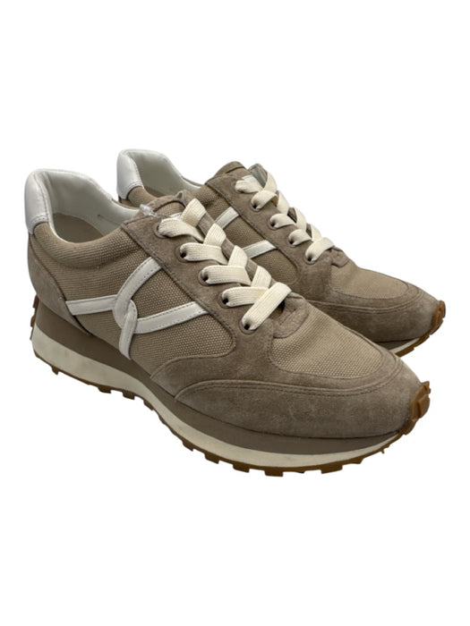 Veronica Beard Shoe Size 11 Beige Leather Upper Canvas Color Block Sneakers Beige / 11