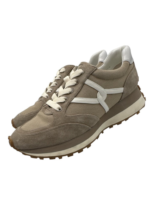 Veronica Beard Shoe Size 11 Beige Leather Upper Canvas Color Block Sneakers Beige / 11