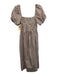 Hill House Size M Cream & Brown Cotton Striped Shirred Bodice Pocketed Dress Cream & Brown / M