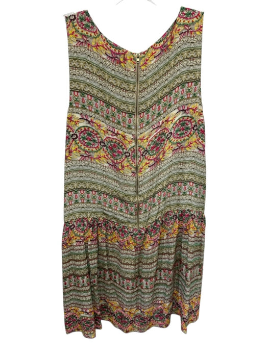 Hemant & Nandita Size 6 Beige & Mutli Silk Sleeveless Back Zip Beaded Dress Beige & Mutli / 6