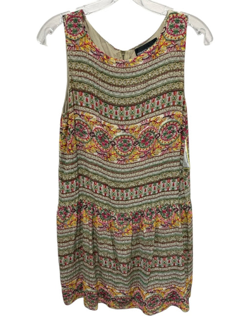 Hemant & Nandita Size 6 Beige & Mutli Silk Sleeveless Back Zip Beaded Dress Beige & Mutli / 6