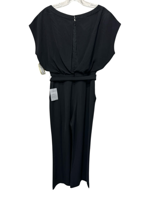Eliza J Size 4 Black Polyester Back Zip Cap Sleeve Wide Neck Sash Inc Jumper Black / 4