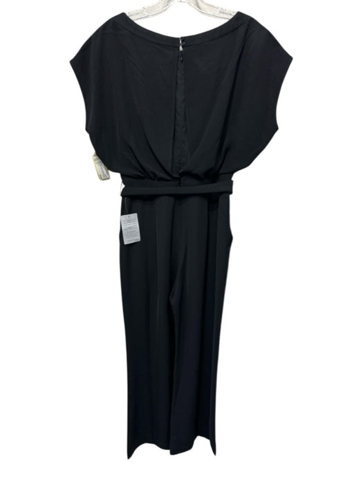 Eliza J Size 4 Black Polyester Back Zip Cap Sleeve Wide Neck Sash Inc Jumper Black / 4