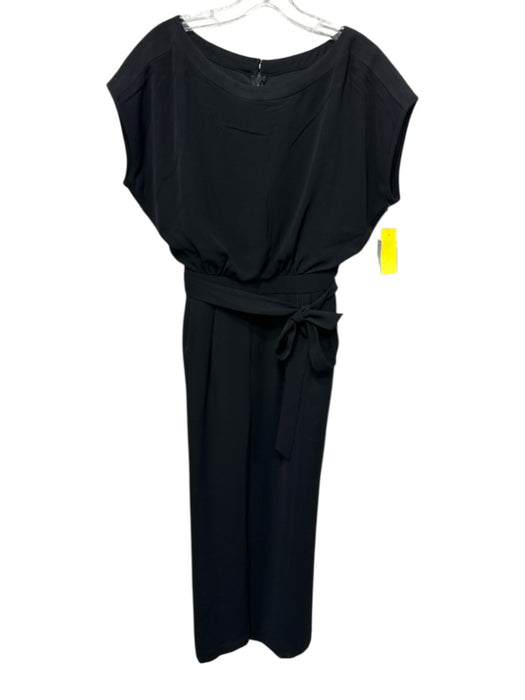 Eliza J Size 4 Black Polyester Back Zip Cap Sleeve Wide Neck Sash Inc Jumper Black / 4