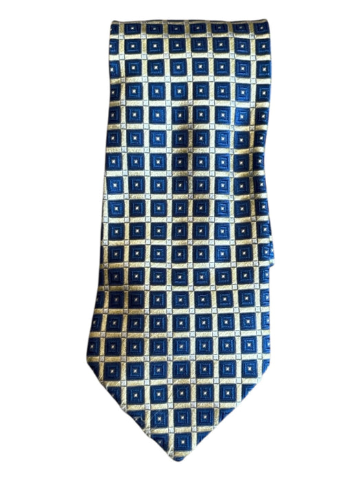 Canali Blue & Gold Silk Squares Men's Ties Blue & Gold