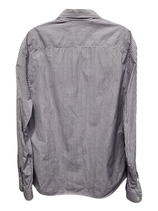 Armani Size XL White & Purple Cotton Plaid Button Up Men's Long Sleeve Shirt White & Purple / XL