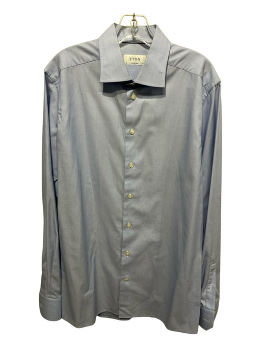 Eton Size 16.5 Light blue Cotton Micro Button up Men's Long Sleeve Shirt Light blue / 16.5