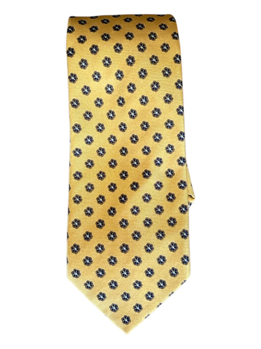 Battistoni Yellow & Navy Silk Floral Men's Ties Yellow & Navy