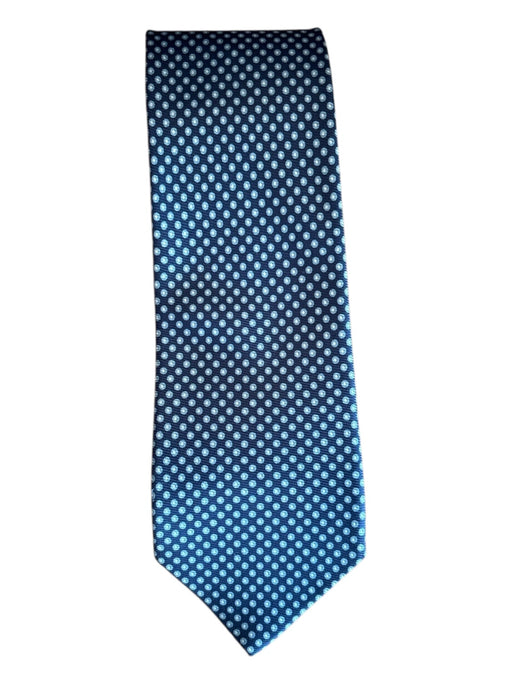 Drakes Blue & Light Blue Print Silk Dots Men's Ties Blue & Light Blue Print