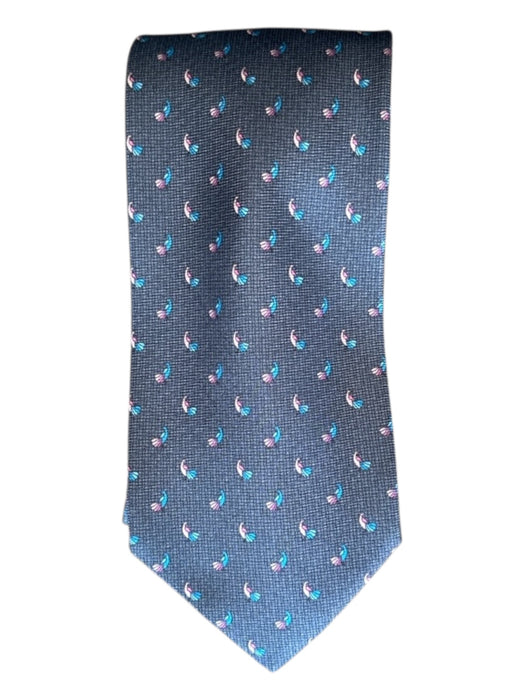 Battistoni Gray Silk Peacock Men's Ties Gray