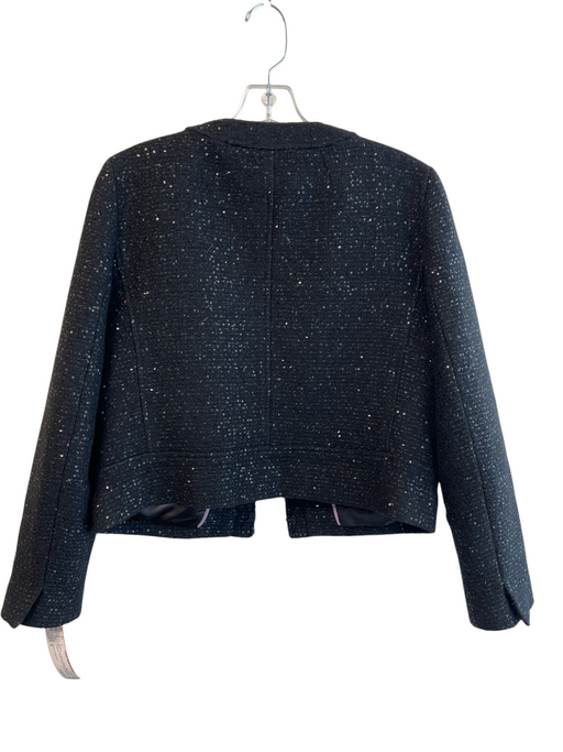 J Crew Collection Size 8 Black Wool Blend Sequin Blazer Cropped Jacket Black / 8