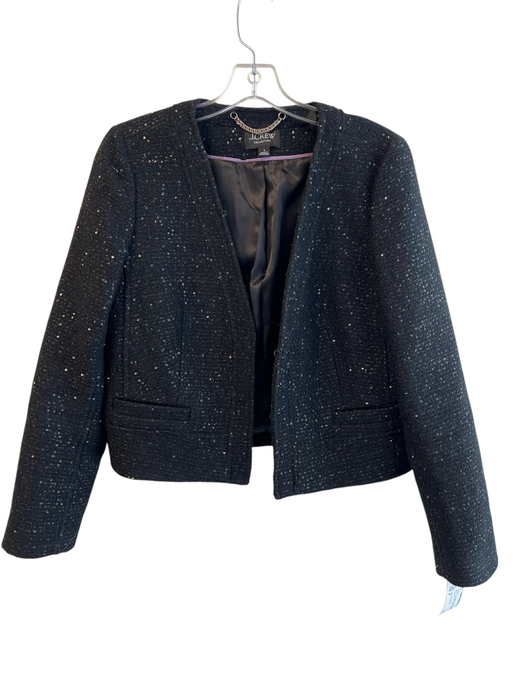 J Crew Collection Size 8 Black Wool Blend Sequin Blazer Cropped Jacket Black / 8