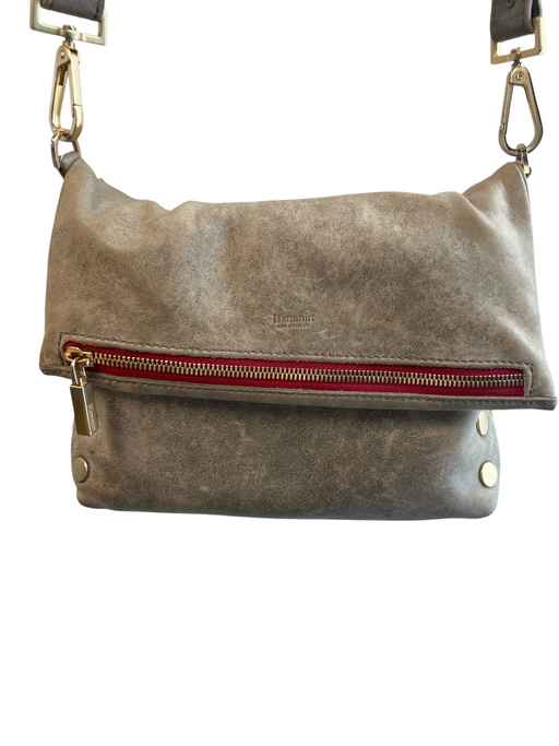 Hammitt Taupe Leather Crossbody Pebble Brushed Gold Outer Pocket Bag Taupe / Small